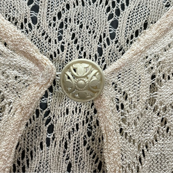 Vintage 60’s? Cream coloured button front cardigan paisley crocheted lace - Picture 6 of 13